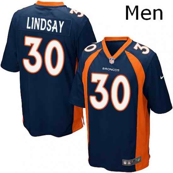 Men Nike Denver Broncos 30 Phillip Lindsay Game Navy Blue Alternate NFL Jersey